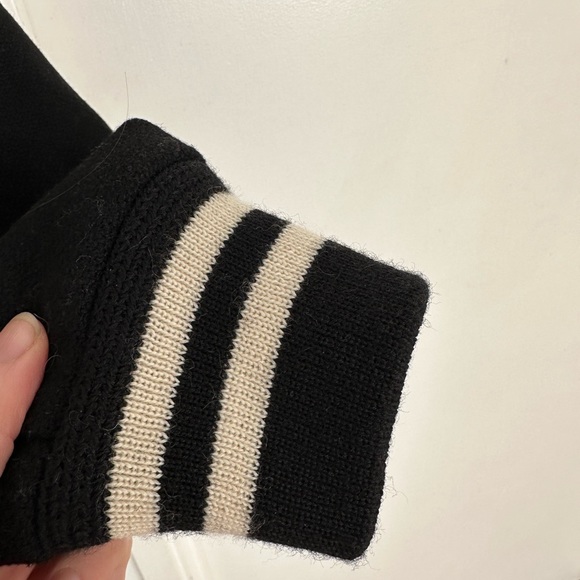 COPY - AUTHENTICATED SAINT LAURENT BLACK W/ WHITE LEATHER TRIM TEDDY BOMBER JAC… - Picture 8 of 15